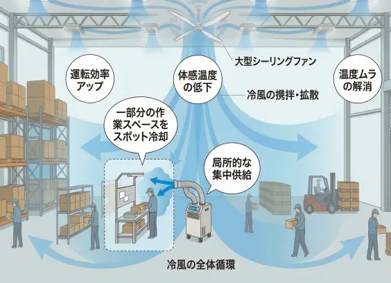 物流倉庫の均一冷却事例