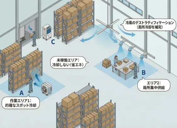 倉庫スポット冷却事例